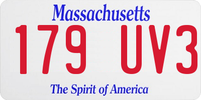 MA license plate 179UV3