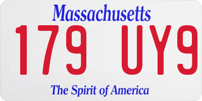 MA license plate 179UY9