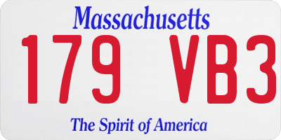 MA license plate 179VB3