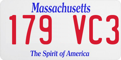 MA license plate 179VC3