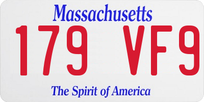 MA license plate 179VF9