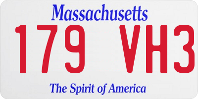MA license plate 179VH3