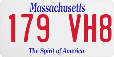 MA license plate 179VH8