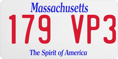 MA license plate 179VP3