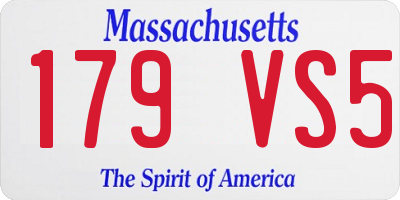 MA license plate 179VS5