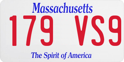 MA license plate 179VS9