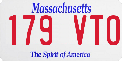 MA license plate 179VT0