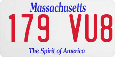 MA license plate 179VU8