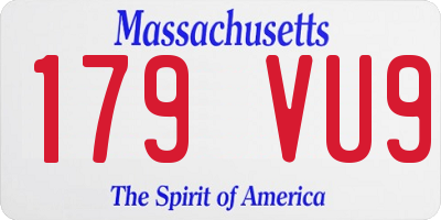 MA license plate 179VU9