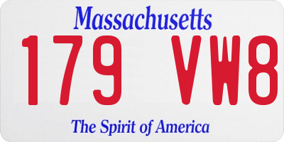 MA license plate 179VW8