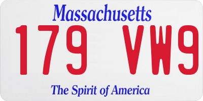 MA license plate 179VW9