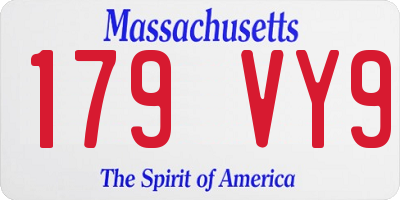 MA license plate 179VY9