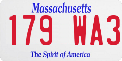MA license plate 179WA3