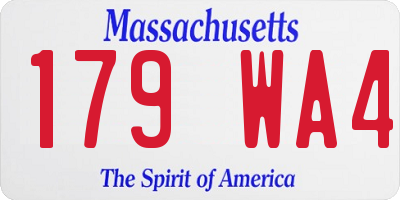 MA license plate 179WA4