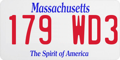MA license plate 179WD3