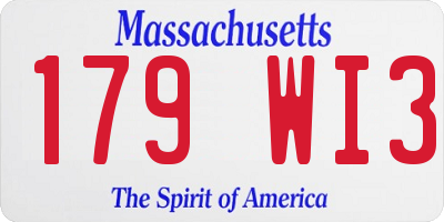 MA license plate 179WI3