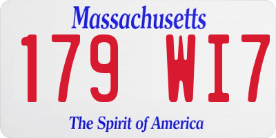 MA license plate 179WI7