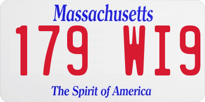 MA license plate 179WI9