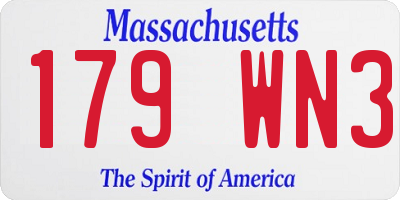 MA license plate 179WN3