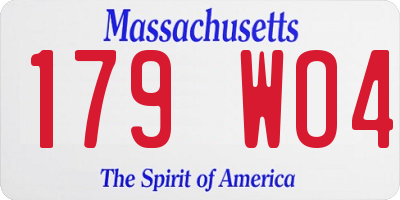 MA license plate 179WO4