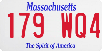 MA license plate 179WQ4