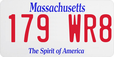 MA license plate 179WR8