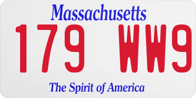 MA license plate 179WW9