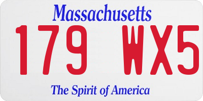 MA license plate 179WX5