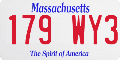 MA license plate 179WY3