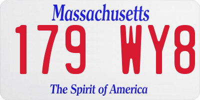 MA license plate 179WY8