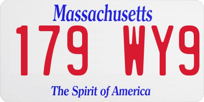 MA license plate 179WY9