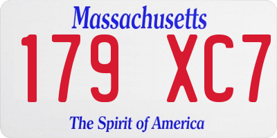 MA license plate 179XC7