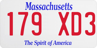 MA license plate 179XD3