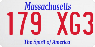 MA license plate 179XG3