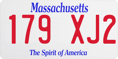 MA license plate 179XJ2
