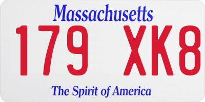 MA license plate 179XK8