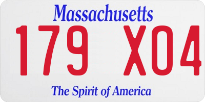 MA license plate 179XO4