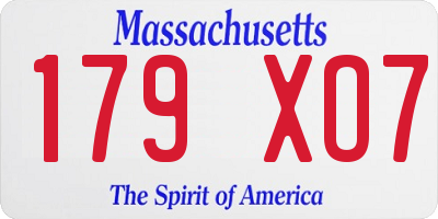 MA license plate 179XO7