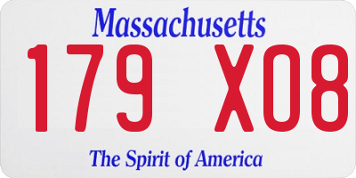 MA license plate 179XO8