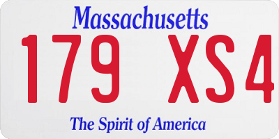 MA license plate 179XS4