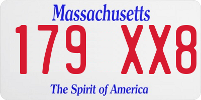MA license plate 179XX8