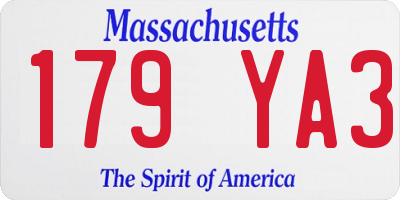 MA license plate 179YA3