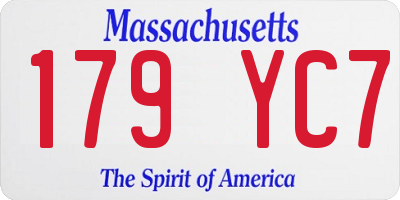 MA license plate 179YC7