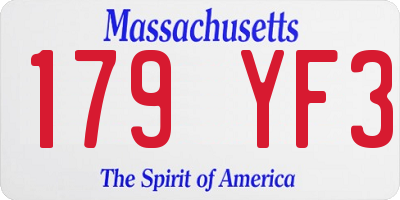 MA license plate 179YF3