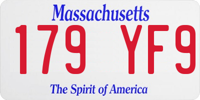 MA license plate 179YF9