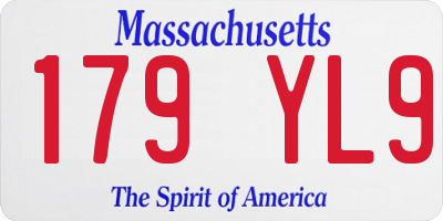 MA license plate 179YL9