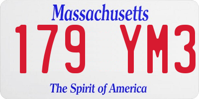 MA license plate 179YM3