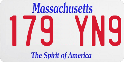 MA license plate 179YN9