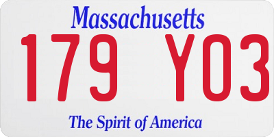 MA license plate 179YO3