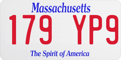 MA license plate 179YP9